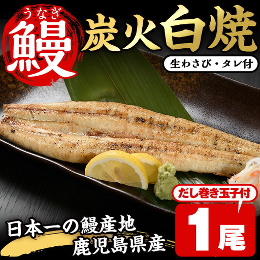 No.309 鹿児島県産うなぎの炭火白焼(1尾・生わさびとタレ付)と自慢の出汁巻き卵1本付！ 国産 九州産 鰻 ウナギ うな重 うな丼 白焼き 卵焼き 出汁巻き 出汁巻きたまご おかず 特産品 お土産 セット冷凍【家むら】