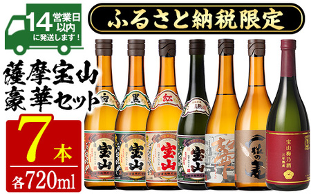 No.489 ふるさと納税限定！人気の焼酎！薩摩宝山豪華セット(7銘柄×各720ml 計7本) 焼酎 酒 アルコール 芋焼酎 麦焼酎 ギフト セット 飲み比べ 常温 常温保存【西酒造】