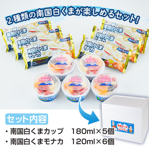 No.610 南国白くまカップ＆モナカセット！南国白くまカップ(180ml×5個)南国白くまモナカ(120ml×6個)計11個の詰め合わせ！N&M-38 鹿児島 日置市 特産品 お菓子 洋菓子 菓子 かき氷 かきごおり 氷菓 スイーツ アイスクリーム 白熊 最中 食べ比べ【セイカ食品】