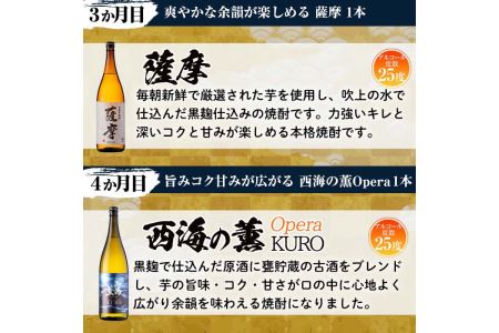 No.767 ＜定期便・全6回(連続)＞南国酒造の厳選芋焼酎定期便Bコース(1800ml×6銘柄各1本・合計10.8L)蔵番九人衆・遖 九州男など！