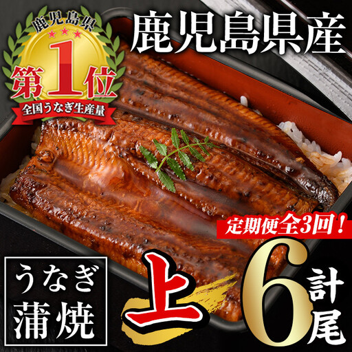 【 定期便 全3回 】無投薬！ 鹿児島県産 うなぎ 蒲焼 セット ＜上＞ (計840g以上・140g以上×2尾×3回) タレ 山椒 付き 【西日本養鰻】T26