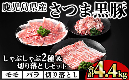 鹿児島県産 さつま 黒豚 しゃぶしゃぶ 2種 切り落とし セット (合計4.4kg) 【KNOT】 B191