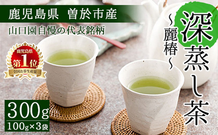 ＜ お茶 生産量 日本一 の 鹿児島県産 ！＞ 小さい お茶屋 の 深蒸し茶 ～ 麗椿 ～( 茶葉 100g×3本・合計300g) 国産 緑茶 茶葉【お茶の山口園】A186-v01