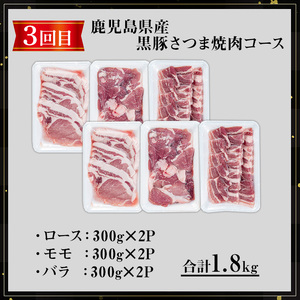 ＜定期便・全3回＞ さつま 黒豚 食べ比べ 定期便 (合計5.1kg) 豚肉 【KNOT】 T60
