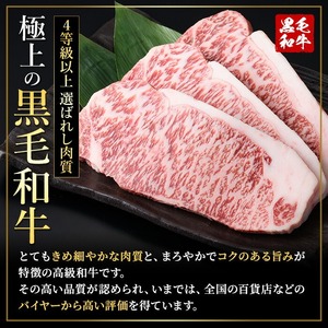 牛肉 ロース ステーキ 4枚 セット 鹿児島県産 黒毛和牛(4枚・計約1kg)【ナンチク】A608-v01