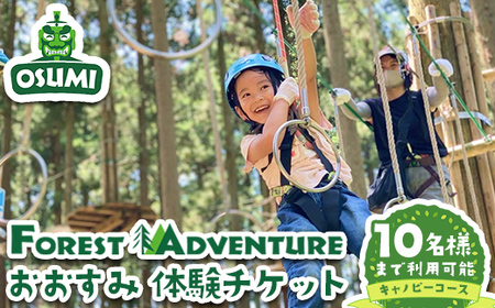 【キャノピーコース】フォレストアドベンチャー・おおすみ グループ体験チケット (最大10名様)【フォレストアドベンチャー・おおすみ】 D49