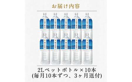 K-187 ＜定期便・全3回＞関平鉱泉水2Lペットボトル×10本ずつお届け(計30本)【関平鉱泉所】霧島市 水 2l ミネラルウォーター 温泉水 シリカ シリカ水 ミネラル成分 飲料水 2リットル 水2リットル 定期便