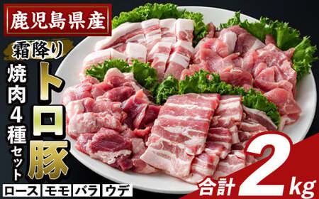 K-379-B 鹿児島県産霜降りトロ豚 焼肉用バラエティセット(合計2kg)【ふるさと産直バザール】霧島市 ロース バラ ウデ モモ 焼き肉 ヤキニク 豚肉 国産 鹿児島県産 肉 精肉 小分け セット 食べ比べ