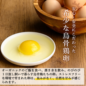 K-332 《桐箱入》オーガニック烏骨鶏卵「霧島烏骨鶏」(8個入)【お多福たまご】有機JAS 放し飼い自然卵 霧島市 国産 九州産 鹿児島県産 たまご 卵 鶏卵 烏骨鶏 うこっけい 朝食 ギフト 贈答 プレゼント