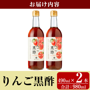 K-620-B りんご黒酢(490ml×2本 計980ml)【重久盛一酢醸造場】霧島市 りんご フルーツ黒酢 黒酢 酢 お酢 ビネガー 重久本舗