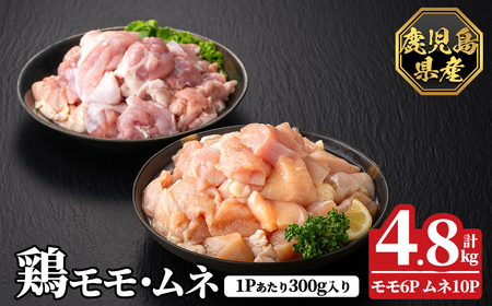 K-615-C 鹿児島県産鶏モモ・ムネセット(計4.8kg)【ハピネス】霧島市 肉 鶏肉 鶏 精肉 鹿児島県産 モモ ムネ カットセット 小分け 食べ比べ 冷凍 11,550円