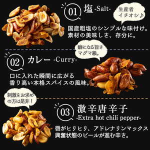 K-632 マグマにんにく・フライドガーリックとピーナッツのおつまみ家飲み3種セット (各2袋×3種・合計6袋) 【薩摩の薫農園】霧島市 ニンニク おつまみ スナック ガーリック ピーナッツ カレー味 本格スパイス 激辛 唐辛子