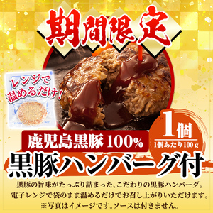 C-079 <期間限定!黒豚ハンバーグ付>鹿児島県産黒毛和牛サーロインステーキ3枚 計600g(A-5等級)【九面屋】霧島市 国産 牛肉 A5