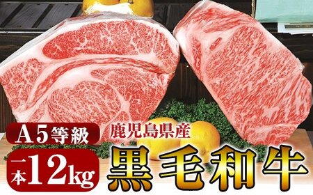 P-702 鹿児島県産黒毛和牛＜A5等級＞黒毛和牛特選サーロイン1本約12kg【きりしま畜産】牛肉 国産 ステーキ すき焼き ブロック肉