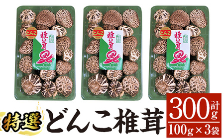 A8-015 特選！どんこ椎茸(100g×3個)  【かごジン】霧島市 国産 野菜 きのこ キノコ 椎茸 しいたけ シイタケ 原木栽培 小分け セット 九州産