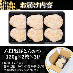 鹿児島県産!六白黒豚とんかつ(120g×6枚・計720g)お肉屋さんの六白黒豚トンカツを食卓でどうぞ♪【 A-1590H】