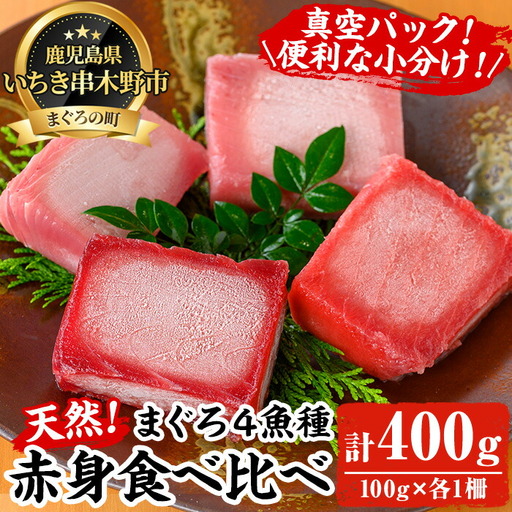 天然まぐろ4魚種赤身食べ比べセット　合計約400g【A-1657H】