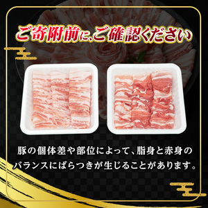 鹿児島県産恵味の黒豚 しゃぶしゃぶ+切落しセット(ロース・かたロース・豚ばらしゃぶしゃぶ肉と切り落としのセット) 　合計3kg!【B-363H】