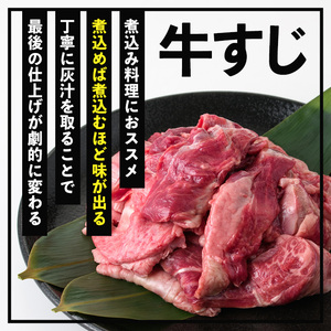 鹿児島県産 黒毛和牛 牛すじ 500g(500g×1P)A4等級以上!冷凍 小分け 国産 鹿児島県産 の 黒毛和牛 牛すじ カレー おでん にもおすすめ【A-1461H】
