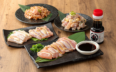 鹿児島県産 地鶏 とりさし ４種食べ比べ 400g（100g×４種) と 特製 さしみ 醤油 1本(110ml)セット【00-115-06】