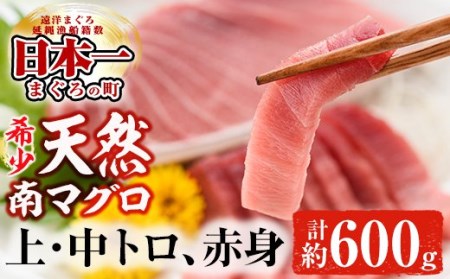 B‐609【1月中旬以降発送】天然南マグロ堪能セット 上トロ、中トロ、赤身 計約600g