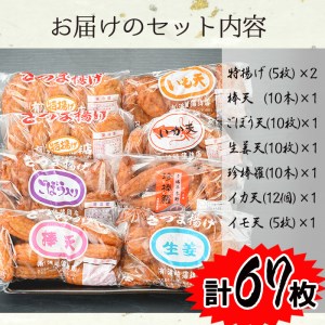 さつま揚げ（7種・67枚） 浜崎蒲鉾が送る本場のさつま揚げ7種の味を食べ比べ！地元鹿児島で人気のさつまあげ詰め合せセット【A-1238H】