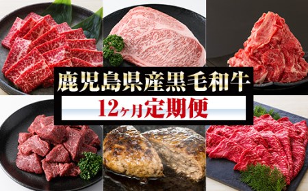 定期便牛肉(和牛)12ヶ月 牛肉(和牛)の12種類を定期便で！牛肉(和牛)ステーキ360ｇ すき焼き用牛肉(和牛)400ｇ他を定期便で！鹿児島県産黒毛和牛づくし【BR-021】