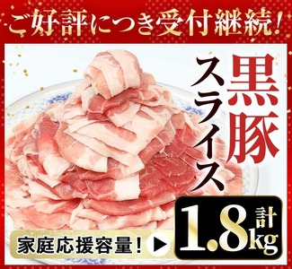 【家庭応援】金の桜黒豚スライス(合計1.5kg)ウデ・モモ肉を1.2mmに薄くスライス！いちき串木野産黒豚 高校生が丹精込めて育てた黒豚【A-1598H】