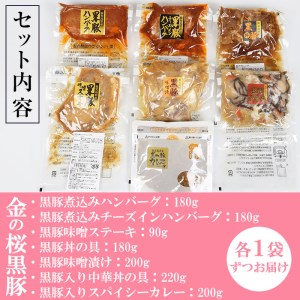 金の桜黒豚簡単調理おかずセット7種（レンジ対応）黒豚ハンバーグ 黒豚ステーキ 黒豚丼など盛りだくさん♪【A-1444H】