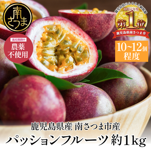 鹿児島県産 パッションフルーツ 約1kg（10～12個程度×1箱） ［数量・期間 限定 ］ 国産 フルーツ 果物 くだもの 青果 食品 デザート スイーツ おやつ 旬 夏 季節限定 季節の果物 酸味 甘み プチプチ 南国 トロピカルフルーツ 南国フルーツ お取り寄せ グルメ 農園 農園直送 農家直送 産地直送 清直kajuen 鹿児島 鹿児島県 南さつま市