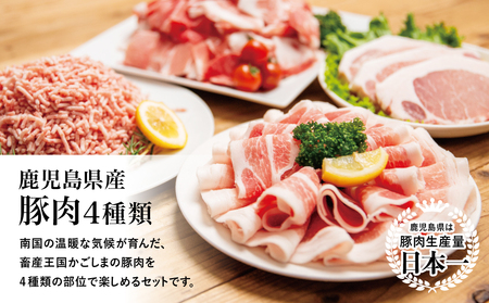 【鹿児島県産】豚肉 4種類セット 計2.1kg（ロースしゃぶ・ロースカツ・切り落とし・ミンチ） 肉 お鍋 しゃぶしゃぶ 冷しゃぶサラダ とんかつ 切落し 炒め物 丼 かごしま 大容量 小分け 冷凍 薄切り スターゼンミートプロセッサー 南さつま市  送料無料
