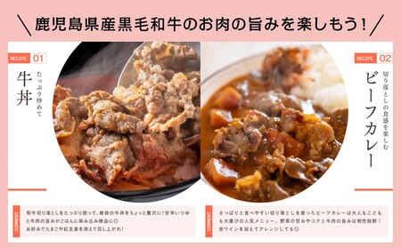 【訳あり】鹿児島県産 A5等級黒毛和牛切落し 計1.25kg（250g×5P） 国産牛 牛肉 国産 おかず カレー 牛丼 肉じゃが カミチク 切り落とし 小分けパック 冷凍牛肉 おかず カレー お肉 小分け 冷凍 カミチク