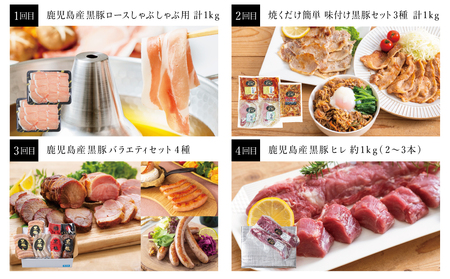 【定期便】黒豚のプロフェッショナル「コワダヤ」の厳選黒豚味わい尽くしコース（全6回） しゃぶしゃぶ 生姜焼き 焼き豚 焼豚 ウインナー ソーセージ ロース 切落し 切り落とし 鹿児島県産 冷凍 南さつま市