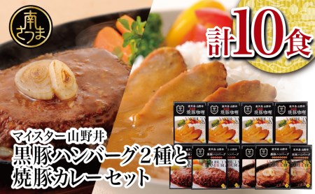 □黒豚ハンバーグと焼豚カレーのセット