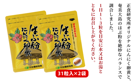 【健康補助食品】はぶ粉にんにく卵黄 （31粒入り×2袋） にんにく 卵黄 健康 美容 にんにく卵黄 食品 ニンニク 正食研究所 鹿児島 南さつま市