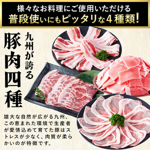 【数量限定】小分け・真空パック!九州産豚肉4種セット＜計4.5kg(計14P)＞豚肉 豚 ロース バラ モモ ウデ 肩ロース バラエティ 詰め合わせ セット 訳あり b5-182-01