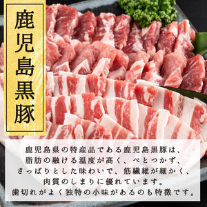 鹿児島県産黒豚焼肉2種＆焼肉のたれセット計1kg(カタロース約500g・バラ約500g・たれ210g) BBQ 焼肉 黒豚 肉 豚肉 ロース カタロース バラ 豚バラ 小分け 詰め合わせ 国産 a5-302