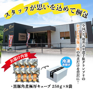 黒豚角煮極厚キューブ 計2kg(250g×8袋) 黒豚 肉 豚肉 国産 九州産 角煮 おつまみ 惣菜 おかず b0-189