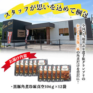 鹿児島県産黒豚角煮 (106g×12袋) 黒豚 肉 豚肉 国産 九州産 角煮 おつまみ 惣菜 おかず b0-191