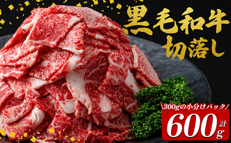 国産 黒毛和牛 切落し 計600g（300g×2P） 牛肉 牛 切り落とし 切落し 小間切れ 小分け 真空パック a0-374
