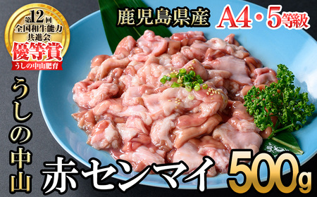 うしの中山 A4・A5等級黒毛和牛 赤センマイ（ギアラ）計500g（500g×1P）黒毛和牛 和牛 肉 ホルモン 国産 九州産 鹿児島県産 焼肉 煮込み 鍋料理 もつ鍋 日本一 p9-033