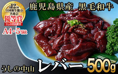 うしの中山 A4・A5等級黒毛和牛 レバー 500g（500g×1P）黒毛和牛 和牛 肉 ホルモン 国産 九州産 鹿児島県産 焼肉 炒め物 牛レバー 冷凍 日本一 p9-034
