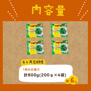 【全6回】鹿児島県産 冷凍ブロッコリー＜計4.8kg＞(200g×4袋×6ヶ月) t0048-008