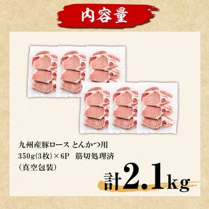 【訳あり・生産者応援】九州産豚ロース とんかつ用(計2.1kg) a1-161