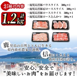 鹿児島黒豚バラエティセット＜計1.2kg＞ a6-019