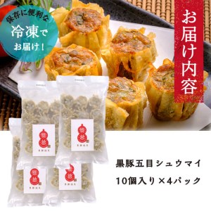 鹿児島県産黒豚使用 南国熊曽黒豚五目シュウマイ 計40個(10個x4パック) a3-180