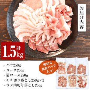 鹿児島黒豚1頭買い!いろんな部位食べ比べ 計1.5kg a5-236