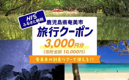 鹿児島県奄美市の対象ツアーに使えるHISふるさと納税クーポン 寄附額10,000円 - 電子クーポン ツアー トラベル 旅 旅行 観光 チケット 旅券 鹿児島県