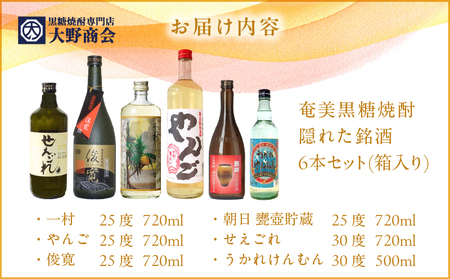 奄美 黒糖焼酎 隠れた銘酒 6本 セット A002-007 焼酎 奄美黒糖焼酎 酒