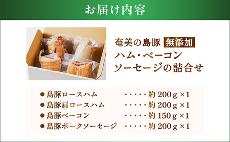 奄美の 島豚 「 無添加 」 ハム ・ ベーコン ・ ソーセージ の 詰合せ A176-001 奄美黒豚 黒豚 加工品 総菜 惣菜 冷凍 朝食 昼食 お弁当 おかず ハムエッグ ロースハム ベーコンエッグ ポークソーセージ ポークソーセージ ホットドッグ 美味しい おいしい 鹿児島ますや ふるさと納税 奄美市 おすすめ ランキング プレゼント ギフト